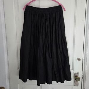 Neiman Marcus Vintage Linen Black Midi Skirt